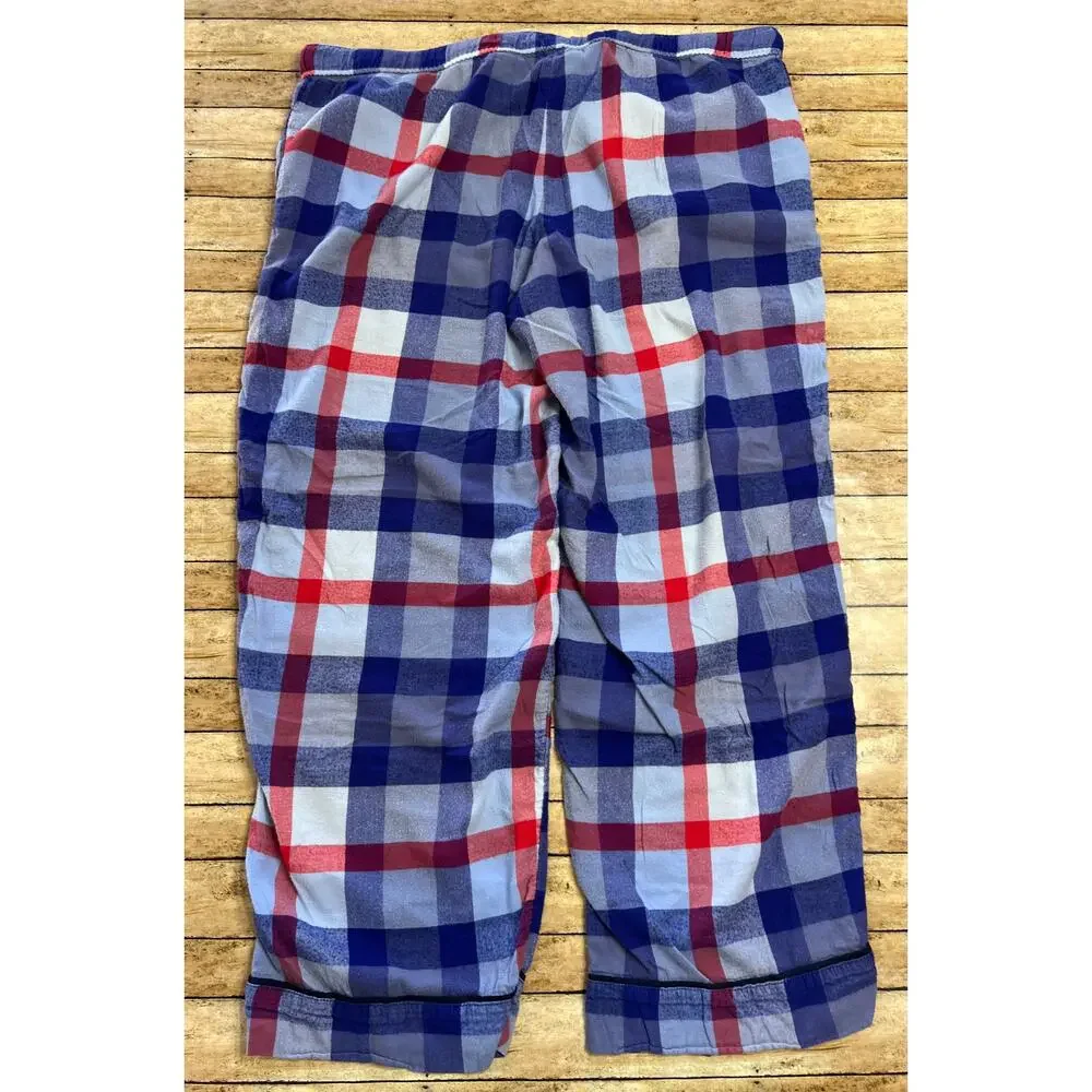 Aerie Real Soft Flannel Sleep Pants Pajama Blue Red Plaid Size XL Short